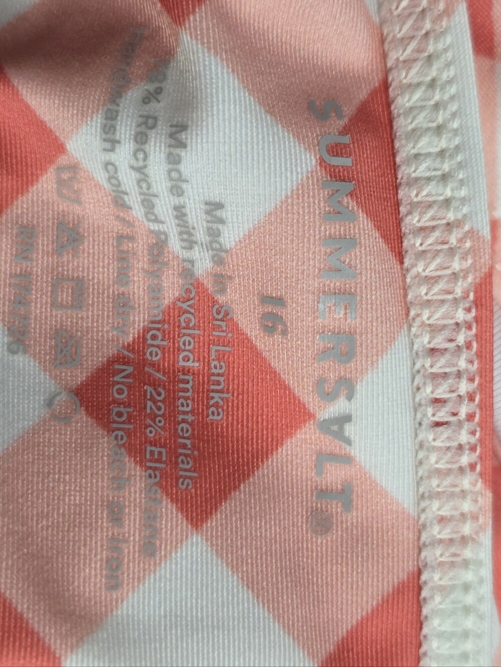 Summersalt The Jetsetter Bikini Bathing Suit Orange Gingham Check Plaid NWT 16 - Picture 13 of 13